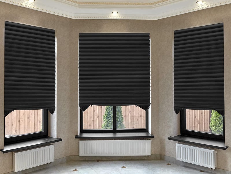 Mirrotek Pleated Window Paper Shades Room Darkening Blinds Black 36" x 69" (Pack of 6 Temporary Shades) - Image 5